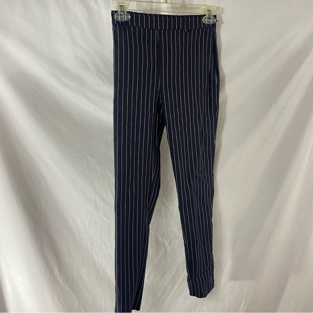 Forever 21 Navy Blue Stripe Skinny Ankle pants